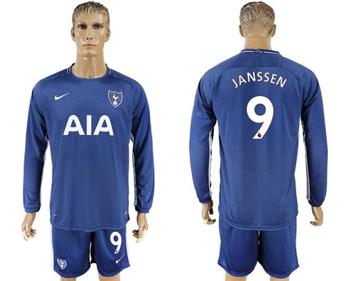 Tottenham Hotspur #9 Janssen Away Long Sleeves Soccer Club Jersey